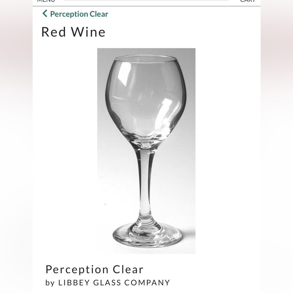 Libbey,Perception Clear by Libbey Glass Co. Hand Blown Wine Glasses Set of 4